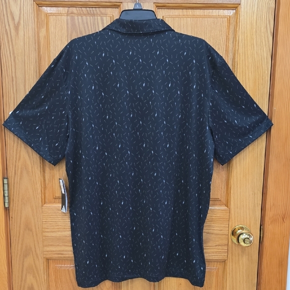 Adidas Men's Ultimate Polo Shirt in black with a feather Pattern, Size L, NWT - Picture 7 of 15